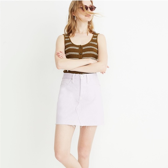 MADEWELL Rigid Denim A-Line Mini Skirt in Marble Lilac - Picture 2 of 13